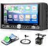 VECHTEL Autoradio 2 Din con Carplay Android Auto senza Fili, 6,8'' IPS HD Schermo Tattile Stereo Auto Supporto Bluetooth 5.2 FM/AM/RDS 2USB/Tipo-C Mirror Link Comandi al Volante Telecomando Telecamera