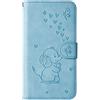 Ailisi Cover per Galaxy A52 5G/A52s 5G, Flip Cover Cartoon Cute Elefantino Custodia Protettiva Caso Libro in Pelle PU con Portafoglio, Funzione Supporto, Chiusura Magnetica -Blu
