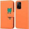 Ailisi Cover per Oppo A94 5G, Orange Flip Cover Cartoon Cute Frog Custodia Pieghevoli Protettiva Caso Libro in Pelle PU con Portafoglio, Funzione Supporto, Chiusura Magnetica - Rana, Arancia