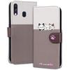 Ailisi Cover Per Samsung Galaxy A40, Cartone Animato Gatti Cute Cats Custodia Protettiva Caso Libro Flip Cover Magnetica in Pelle PU con Portafoglio, Funzione Stand -Bianco/Marrone Chiaro