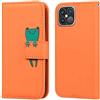Ailisi Cover per iPhone 12 Pro Max, Orange Flip Cover Cartoon Cute Frog Custodia Protettiva Caso Libro in Pelle PU con Portafoglio, Funzione Supporto, Chiusura Magnetica - Rana, Arancia