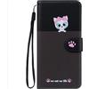 Ailisi Cover Per Samsung Galaxy A5 2017/A520, Cartone Animato Cute Gatto Bianco Custodia Protettiva Caso Libro Flip Cover Magnetica in Pelle PU con Portafoglio, Funzione Stand -Nero/Grigio