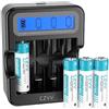 czvv Batterie Ricaricabili AA Lithium 1,5V - Alta Capacità 3500mWh Pile 4 Pezzi con Caricatore 4 Slot Intelligente LCD Caricabatterie Ricarica Rapida 2H, 1500 CicliDurata, Ultra Lunga 10 Anni