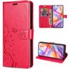 betterfon Custodia a portafoglio compatibile con ZTE Blade V70 Vita, in pelle PU di alta qualità, con motivo floreale, rosso
