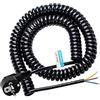 HITRENDS Cavo di prolunga con contatto di protezione, connettore a spirale, cavo di prolunga IP20, per interni con spina Schuko, cavo di alimentazione Schuko 230 V/16 A, nero