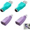 Rqkagf Set di 4 adattatori da PS2 a USB, convertitore PS2 USB mini DIN 6 adattatore tastiera mouse, 2 femmina a maschio e 2 maschio femmina, connettore plug and play per PC computer, viola verde