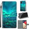 TOMYOU Cover per Samsung Galaxy A02s / M02s, aurora verde | Antiurto Protettiva Portafoglio, Slot per Schede, Magnetica, Custodia in Pelle PU, Libro Flip,Funzione Stand