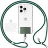 NALIA Laccio Telefono Universale per Smartphone - Corda Robusta & 2 Patch - HOLDME AIR (Cordino Classico con Moschettone Argento) - Marchio Tedesco, Colore:Verde Scuro
