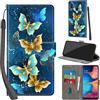 Haninsuze Cover per Samsung Galaxy A20e, farfalla dorata | Pelle PU Portafoglio, Porta Carte, Magnetica, Libro, Antiurto Custodia