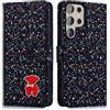 Ailisi Cover per Samsung S25 Ultra, Glitter Bling Custodia per Galaxy S25 Ultra, Orso Magnetica Custodia in Pelle PU Protettiva Portafoglio Libro Magnetica Flip Case con Porta Carte, Stand, Nero