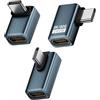Diyuna 3 adattatori USB-C angolati 90° - Compatibile con Thunderbolt 5, 240W, 80Gbps, 8K@60Hz - Ricarica rapida USB-C per MacBook, iPhone 15, per Steam Deck, per Samsung