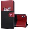 Ailisi Cover Per Samsung Galaxy A10/M10, Cartone Animato Cani Cute Dogs Custodia Protettiva Caso Libro Flip Cover Magnetica in Pelle PU con Portafoglio, Funzione Stand -Rosso/Nero