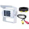 TitanAuto Telecamera retromarcia bianca + 18 LED IR visione notturna + cavo AVIN 15M | Telecamera per retromarcia HD bianca DC 12V-24V - Adatta per furgoni, automobili, camion e pickup