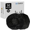 Geekria 50 paia di coperture per cuffie monouso, avvolte singolarmente, compatibili con cuffie over-ear e per MRI, cuscinetti igienici estensibili (M, Nero)
