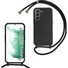 Beajew Custodia per Samsung Galaxy S22 Plus Cover con Regolabile Rimovibile Corda da Catena Collana Necklace Antiurto Cordino Collari per Samsung Galaxy S22 Plus, Nero