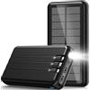 Kruilan Power Bank Solare 48000mAh, Portatile Solare 15W PD 3A USB C Batteria Esterna con 3 Cavi, Spie luminose a LED, Torcia, Caricatore Portatile con Smartphones
