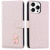 Ailisi Cover per iPhone 16 Pro Max, Glitter Bling Custodia per iPhone 16 Pro Max, Orso Magnetica Custodia in Pelle PU Protettiva Portafoglio Libro Magnetica Flip Case con Porta Carte, Stand, Beige