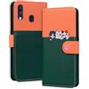 Ailisi Cover Per Samsung Galaxy A20E, Cartone Animato Gatti Cute Cats Custodia Protettiva Caso Libro Flip Cover Magnetica in Pelle PU con Portafoglio, Funzione Stand -Arancione/Verde Scuro
