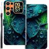 WUACYEAMING Custodia Compatibile con Oukitel C72,con Slot Carte PU Pelle Portafoglio Libro Case Antiurto Bumper Motivo Magnetica Flip Protettiva Resistente foglia