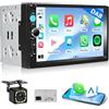 Motorsi DAB Motorsi Wireless Carplay Android Auto 2Din Autoradio, 7 Pollici IPS Touchscreen Bluetooth Car Radio, Stereo Auto Support MirrorLink/FM/USB/AUX/EQ/Carica/SWC/7 Colore Backlight + Backup Telecamera