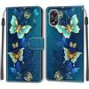 TOMYOU Cover per Oppo A38 4G, farfalla verde | Antiurto Protettiva Portafoglio, Slot per Schede, Magnetica, Custodia in Pelle PU, Libro Flip,Funzione Stand