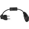 Strhowill Cavo di prolunga angolare UE a 2 poli con interruttore | Presa per PC, PDU USV, caricatore/elettrodomestici, alimentatori, ecc., 10 A/250 V, colore nero
