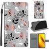 TOMYOU Cover per Xiaomi Poco X3 Pro / X3 / Poco X3 NFC, Fiore grigio | Antiurto Protettiva Portafoglio, Slot per Schede, Magnetica, Custodia in Pelle PU, Libro Flip,Funzione Stand