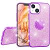 NALIA Glitter Cover con Anello compatibile con iPhone 13 Custodia, 360-Gradi Ring Holder per Funzione Stand & Supporto Auto, Sottile Case Brillantini Silicone Copertura Diamante, Colore:Viola