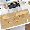 Hixingo Modello del Mondo Tappetino Mouse, Tappetino Mouse XXL/XL/L, Tappetino Mouse Gaming con Base in Antiscivolo e Bordi Cuciti, Mouse Pad per Ufficio e Casa (800x300x3mm,Cachi)