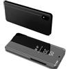 Generico Custodia compatibile con XIAOMI REDMI 7A (5.45) MZB7995IN, M1903C3EG, M1903C3EH, M1903C3EI COVER specchio riflettente LIBRO MIRROR STAND case SLIM Clear View 360 copertura totale (Nero)