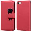 Ailisi Cover per iPhone 6/6S (4,7 pollici), Red Flip Cover Cartoon Cute Cat Custodia Protettiva Caso Libro in Pelle PU con Portafoglio, Funzione Supporto, Chiusura Magnetica - Gatto, Rosso Scuro