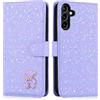 Ailisi Cover per Samsung S25+ Plus, Glitter Bling Custodia per Galaxy S24+ Plus, Orso Magnetica Custodia in Pelle PU Protettiva Portafoglio Libro Magnetica Flip Case con Porta Carte, Stand, Viola