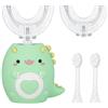 Fiotha Spazzolino Elettrico per Bambini a Forma di U, 360°Spazzolino Elettrico Bambini con 2 Testine in Silicone a Forma di U e 2 Testine per Bambini e Bambine 2-12 anni (Verde-A)