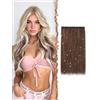 FESHFEN Extension Capelli Castano Clip con Rosa Glitter Sintetici Donna | Estensioni Capelli con Tinsel Colorate 50 cm 1pz 4 Clips, Resistente al Calore, Facili da Applicare, DIY per Festa Carnevale
