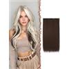FESHFEN Extension Capelli Marrone Clip Sintetici Colorati Posticci Donna | Estensioni Capelli Colorate 50 cm 1pz 4 Clips, Resistente al Calore, Facili da Applicare, DIY per Festa Cosplay Carnevale