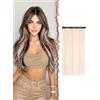 FESHFEN Extension Capelli Bianchi Clip con Rosa Glitter Sintetici Donna | Estensioni Capelli con Tinsel Colorate 50 cm 1pz 4 Clips, Resistente al Calore, Facili da Applicare, DIY per Festa Carnevale
