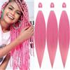 Cybelleza Treccine Capelli Extension Pre Stretched Braiding Hair Pre Allungato Stirato Yaki Professionale Africane Capelli Sintetici Lunghi Sintetici Afro Ombre Crochet 3 Ciocche 65cm Rosa