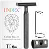 HNDRX® Safety Razor - Rasoio da uomo e donna, angolo di 30°, include 10 lame giapponesi, supporto per rasoio e protezione lama (Eclipse)