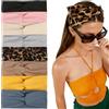 Gyism 8 fasce per capelli da donna, estive, larghe elastiche, morbide, boho, design a maglia sottile, multicolore, per yoga, sport, allenamento (8 colori)