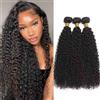 NICMISS Human Hair Bundles Kinky Curly Bundle Capelli Umani Double Weft Brazilian Virgin Curly Weave Hair Extensions for Black Women Natural Color 20 20 20 inch