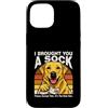 Funny Labrador Retriever Dog Sock Humor Custodia per iPhone 15 Ti ho portato un cane calzino, per favore, accettalo