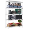 M MZG Scaffalatura Metallica a 5 Ripiani, Portata fino a 794,5 kg, Scaffale per Magazzino e Garage, ideale per Officina, Cantina, Archivio, Negozio, Ripostiglio e Deposito, Cromato, 45×120×183,8 cm