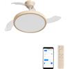 CREATE / WIND CLEAR STUDIO M/Ventilatore da soffitto con luce sabbia con Wifi e telecomando / 40W, Temporizzatore, Ø 108 cm, 6 velocità, pale retrattili, 3 temperature di luce, estate-inverno