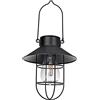 U/D Lanterna a energia solare a LED in ferro retrò da appendere per esterni, lanterna solare da giardino, illuminazione decorativa per giardino, prato, cortile, cortile (nero)