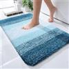 Homaxy Tappeto da bagno morbido, 51 x 76 cm, antiscivolo, lavabile, soffice a pelo lungo, in microfibra assorbente, blu pavone