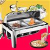 Esyogen Set scaldavivande professionale Chafing Dish da 9 l, in acciaio inox, per buffet, colazione, feste (1 serbatoio dell'acqua + 2 contenitori per la combustione)