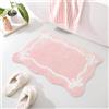 Dermalyx Tappeto Per Bagno Rosa Con Fiocco, Zerbino Morbido Antiscivolo, Assorbente Tappetino Da Doccia, Lavabile, Tappeto Per Toilette, 40 X 60 Cm