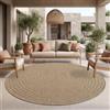 TT Home Tappeto Da Esterno Impermeabile Giardino Camera Da Letto Corridoio Aspetto Naturale Di Sisal Design Geometrico Boho, Dimensione:120 cm tondo