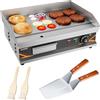 DULNICE Piastra Elettrica Professionale Ghisa 54cm Commerciale liscia +rigata Grill Elettrico Acciaio Inox per Carne Pesce Bistecche Cotolett
