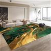 Generic Tappeto con motivo astratto verde e oro, motivo marmorizzato, morbido, morbido, per soggiorno, camera da letto, camera da letto, cameretta dei bambini, cameretta, comodino, di grandi dimensioni, 160 x